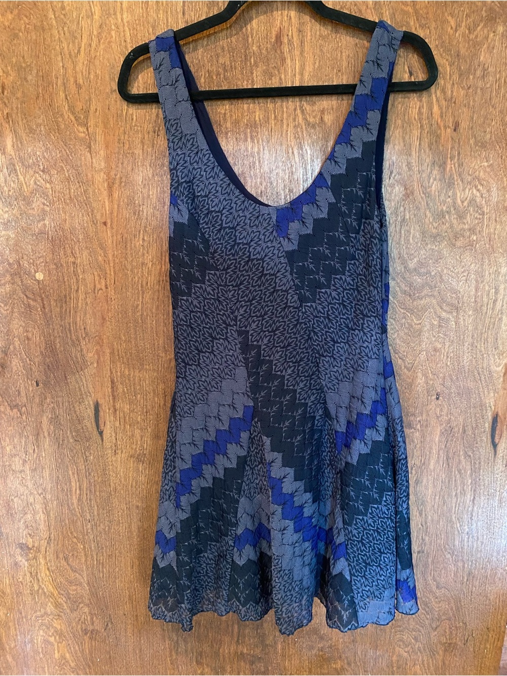 Free People My One & Only Swing Dress XS Blue Gray Black Knit Boho Mini - Picture 3 of 8